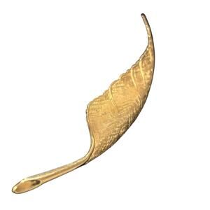 Vintage Giovanni Gold Tone Leaf Brooch Satin Textured Brushed Jewelry Pin